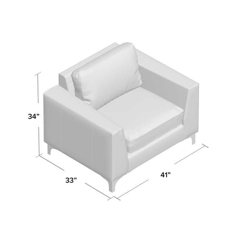 Fauteuil club en cuir 41 po, Similicuir brun foncé