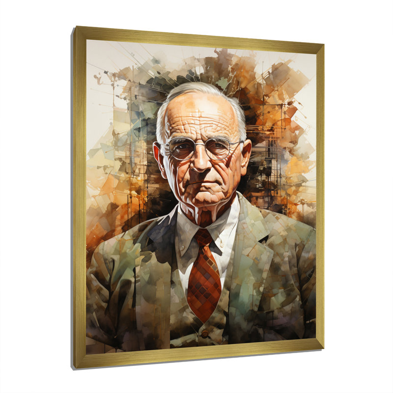 Président Harry S. Truman - président / art mural sur toile politique, H 44 po x l 34 po x P 1,5 po, Cadre photo doré