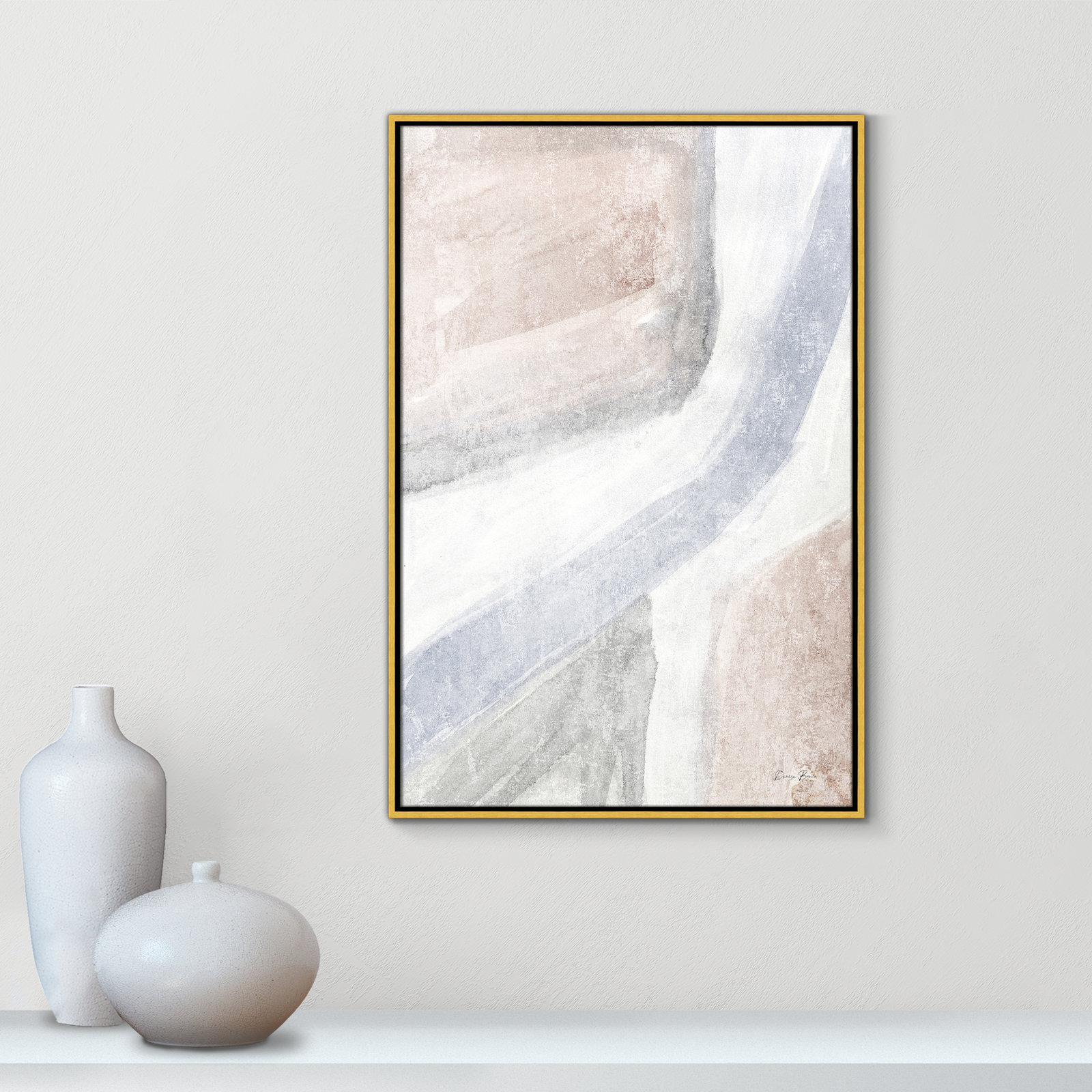 Helmsford "Soften 1" Painting, 37.5" H x 25.5" W x 2" D, Gold