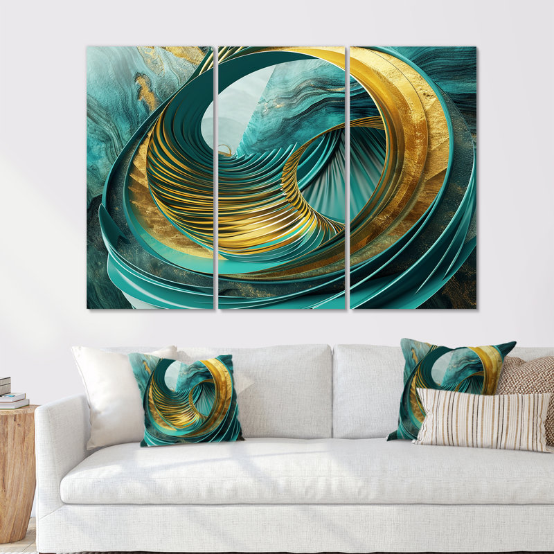 Nylah - ensemble de reproductions d'art mural Waves, Toile tendue, H 40 po x l 60 po x P 1 po