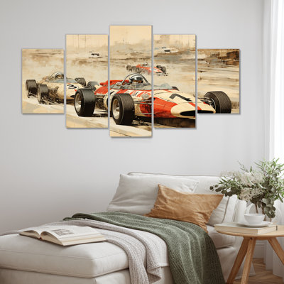 «Vintage Rally Speed Car Melody I», art mural multi-panneaux