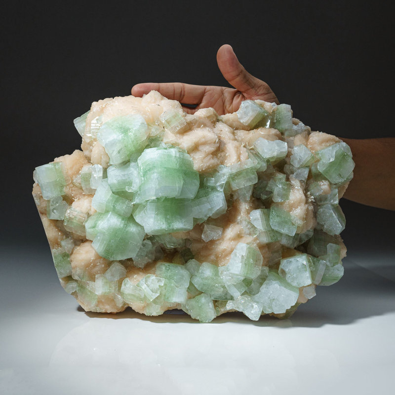 Gem Green Apophyllite with Stilbite from Jalgaon, Aurangabad District, Maharastra, India
