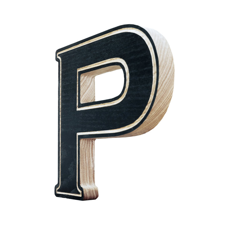 Rayne Solid Oak 8" Letter, Black, P