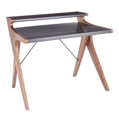 Bureau contemporain en bois de noyer avec plateau en bois gris Archer