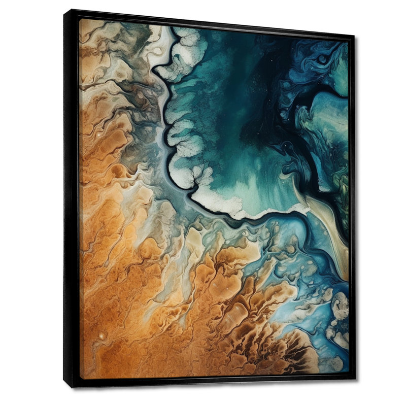 Rothsay - Waves Wall Art Decor, 20" H x 12" W x 1" D, Black Floater Framed Canvas