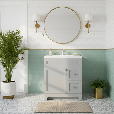 Meuble-lavabo autoportant avec plateau en marbre de culture et lavabo intégré Daisy