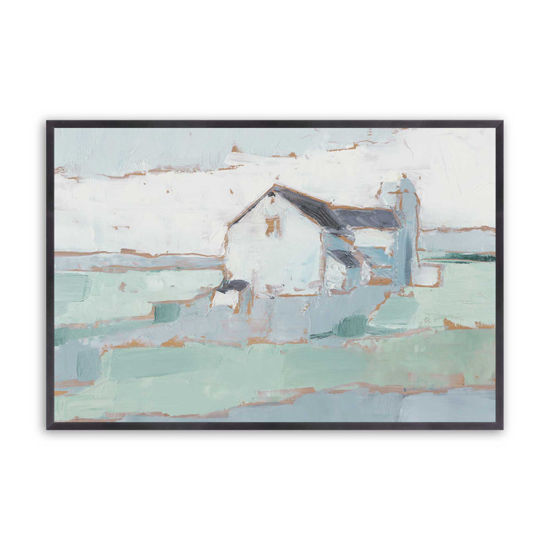 Farmhouse on Open Fields I Print in a Frame, Weathered Zinc, 25.25" H x 37.25" W