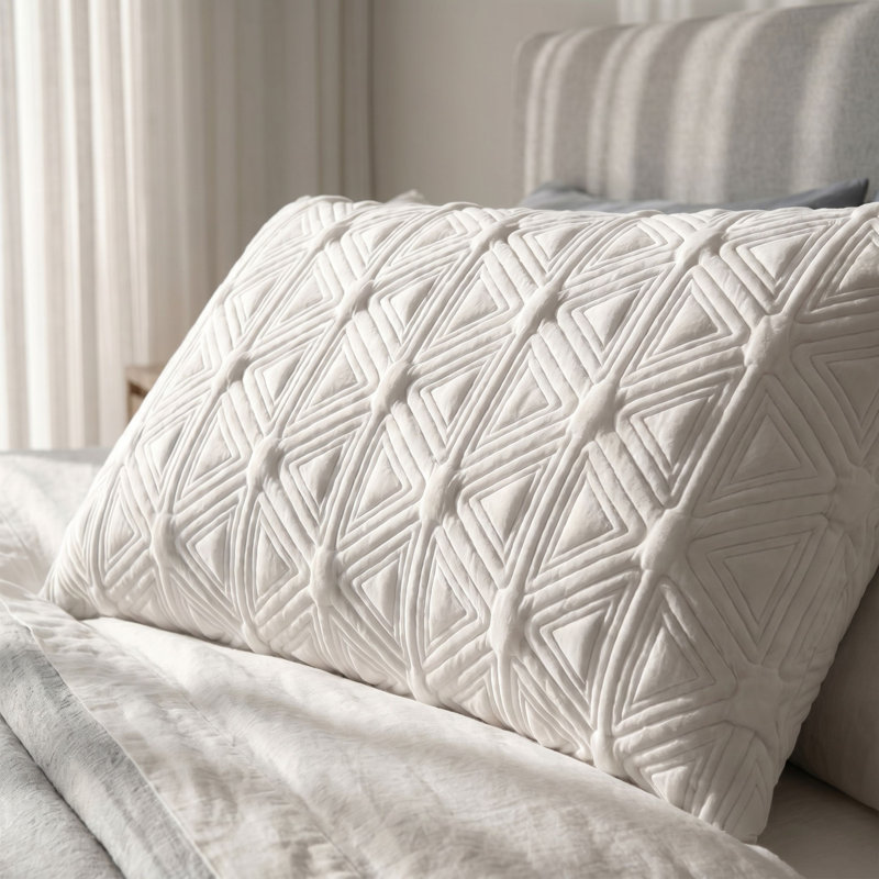 Shredded Memory Foam Queen Pillow Adjustable Loft Removable Polyester Cover White
