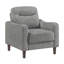 Fauteuil d'appoint moderne en chenille grise avec siège à ressorts ensachés et structure en bois massif