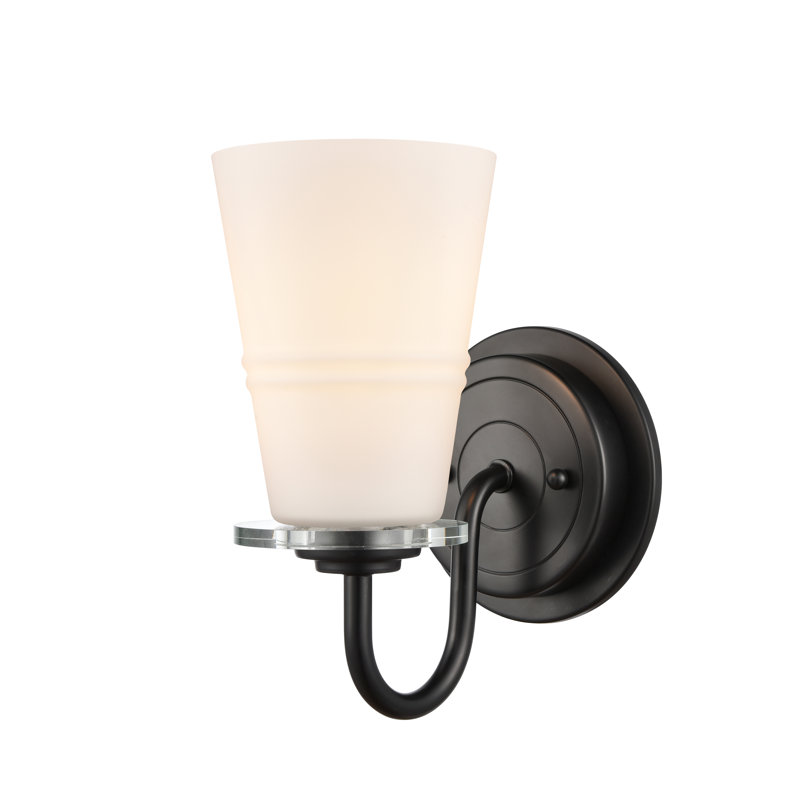 Amelyah - 1 lumière - 5 pouces - Noir mat - Abat-jour blanc - Éclairage pour meuble-lavabo