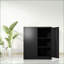 Armoires | Armoire de rangement verrouillable en métal avec 2 portes Tablettes réglables | Bureau / garage / entrepôt | Noir, métal