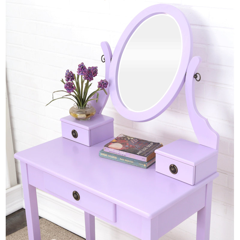 Ensemble coiffeuse et tabouret de maquillage Moniys, Mauve