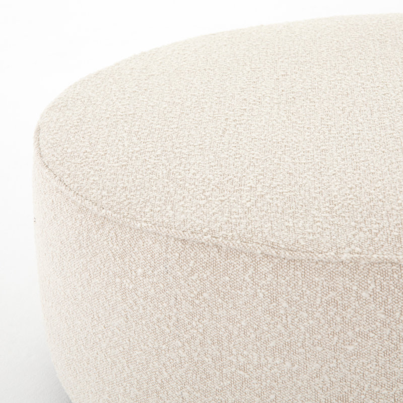 Kensington 36" Round Cocktail Ottoman, Knoll Natural Boucle, Distressed Natural