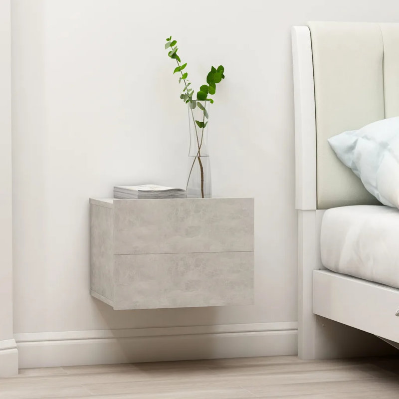 Aumiller 40cm W Manufactured Wood Bedside Table, Concrete Grey, 2