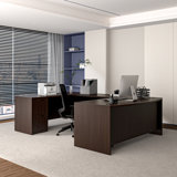 U-Shaped Executive Desk With File Cabinets