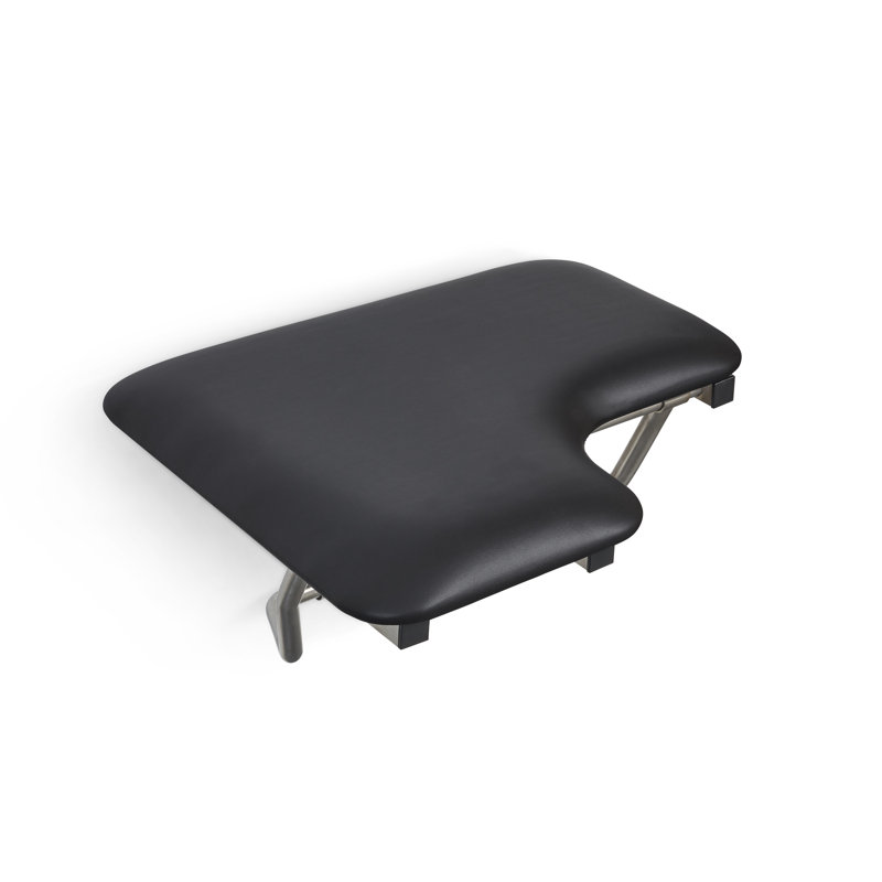 32" x 22.5" Black Padded Cushion Wall Mount Folding Right-Handed Transfer Bench Shower Seat, ADA Compliant