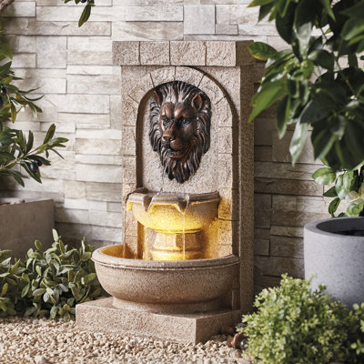 Gao Outdoor Weather Resistant Sculptural Fountain with Lights