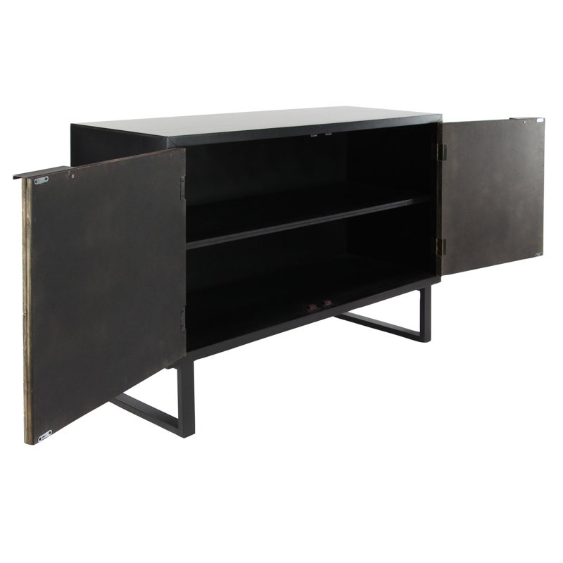 Armoire géométrique noire en bois à 1 tablette et 2 portes Adaleena