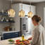 Luminaire suspendu en verre soufflé à la main 1 lumière, abat-jour en forme de dôme moderne avec finition laiton antique et luminaire suspendu