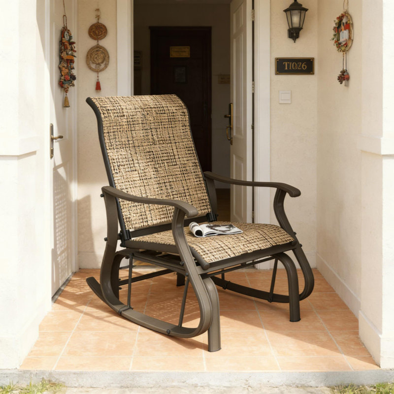 Balancelle, fauteuil oscillant d'extérieur, Brun / Naturel