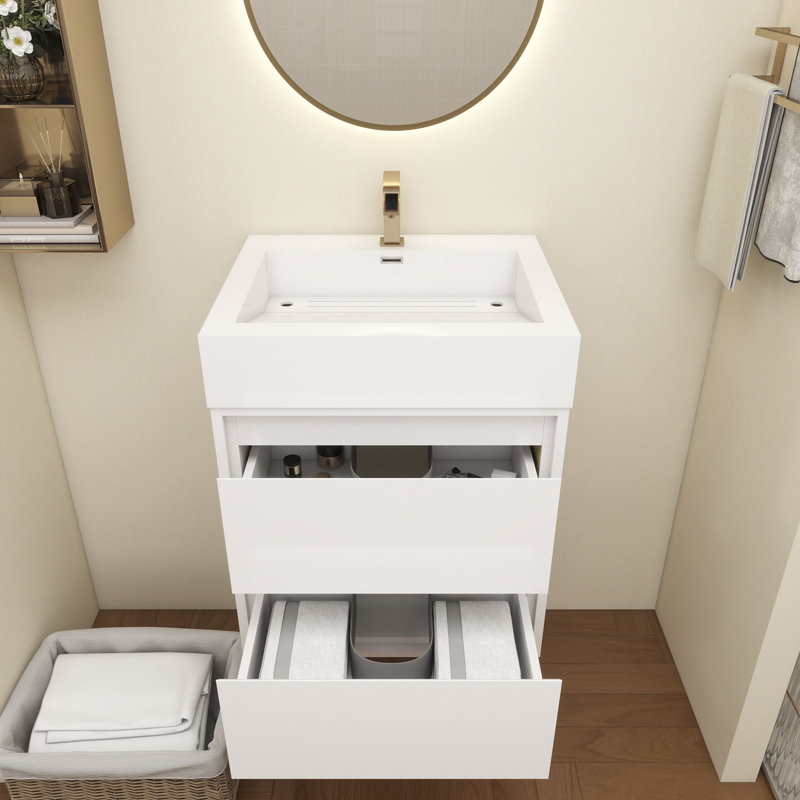Base de meuble-lavabo Victoria seulement, Blanc lustré