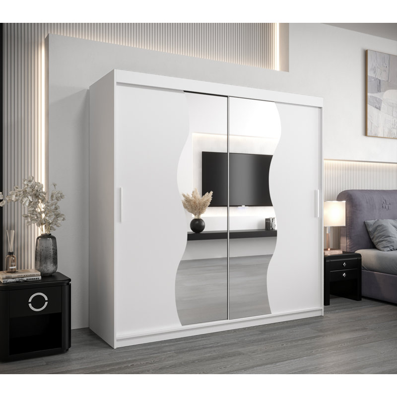 Brieah Manufactured Wood Wardrobe, 200Cm H x 200Cm W x 62Cm D, White Matt