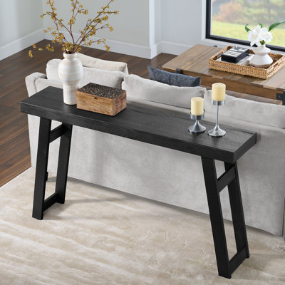Lawas Solid Wood Console Table - 56 Inch Modern Farmhouse Entryway Table - Easy Assembly Living Room Furniture for Behind the Couch, Entryway, or Hallway (Black)