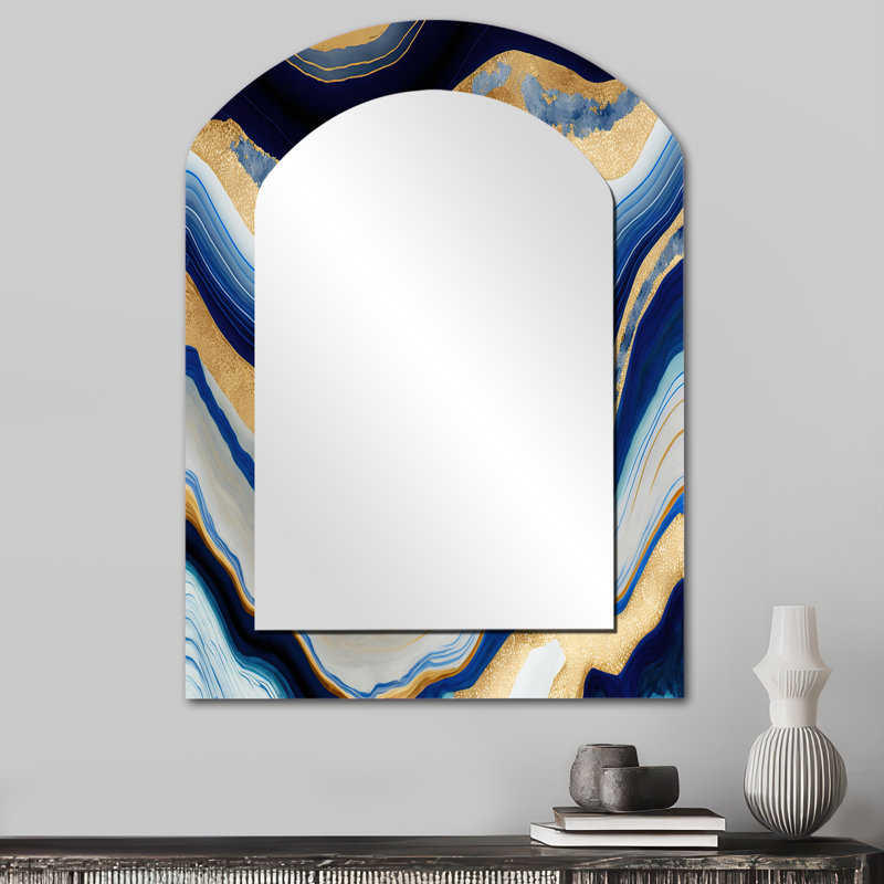 Décoration murale vibrante «Blue and Gold Flow Art IV» - arche bleue, 34 po x 25 po