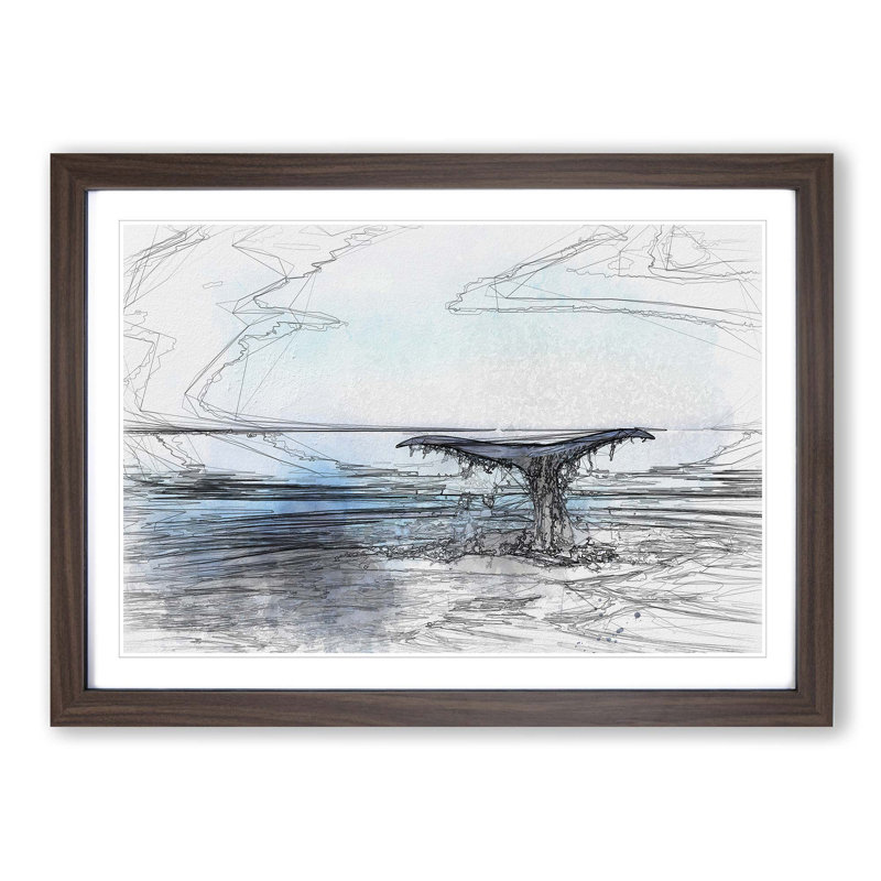 Whale Tail from the Ocean in Abstract - Picture Frame Graphic Art Print, Walnut, 50cm H x 76cm W x 2cm D