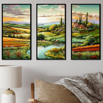 Paysage italien, campagne, ensemble d'art sur toile