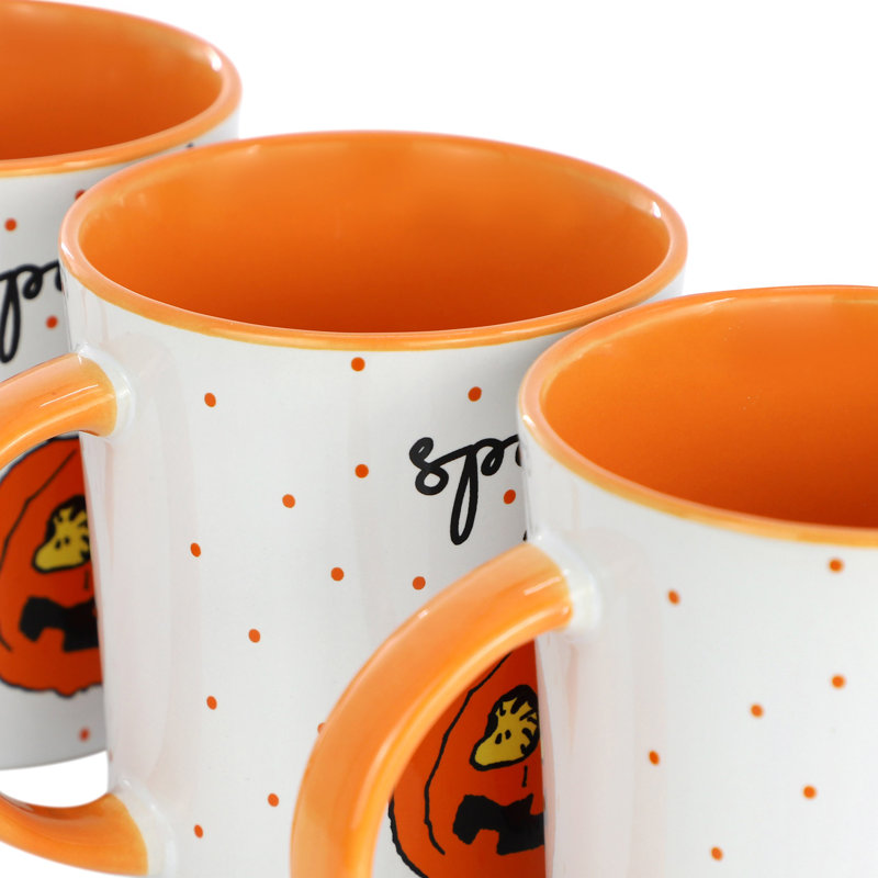 Ensemble de grandes tasses en grès orange 15 pièces Peanuts Spooky