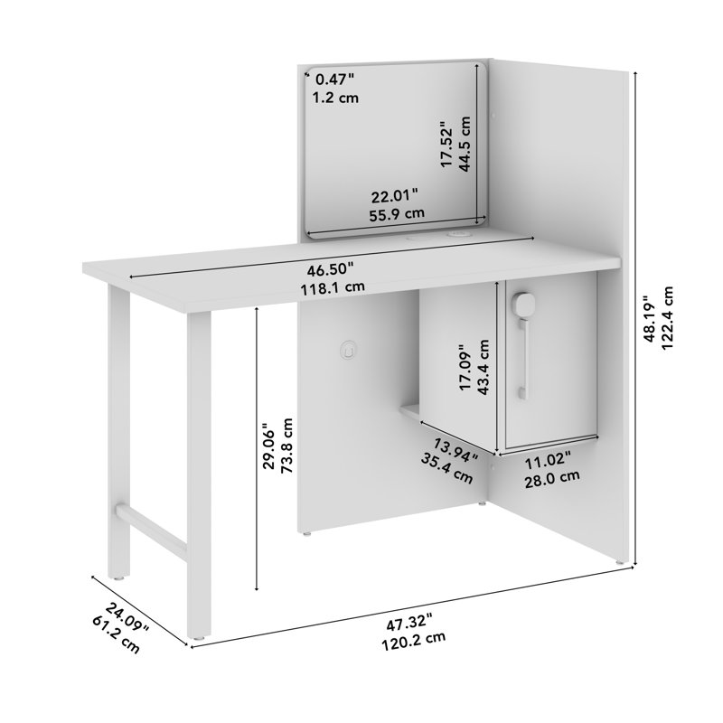 Bush Business Furniture Hustle Office Cubicle Desk With Storage, White/Beige, 48.19" H x 47.32" W x 24.09" D
