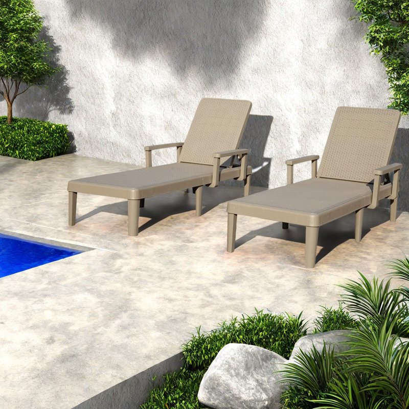 Chaises longues réglables en résine, style moderne pour la détente en plein air
