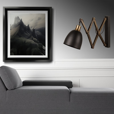 Modern Industrial Wall Lamp, Adjustable Depth, Black & Vintage Finish, 11.8 x (13.8 - 24.4) inches | Metal Body, E27 Socket (Max 40W), IP20 | Perfect for Hotels, Novelty Decor & Contemporary Spaces