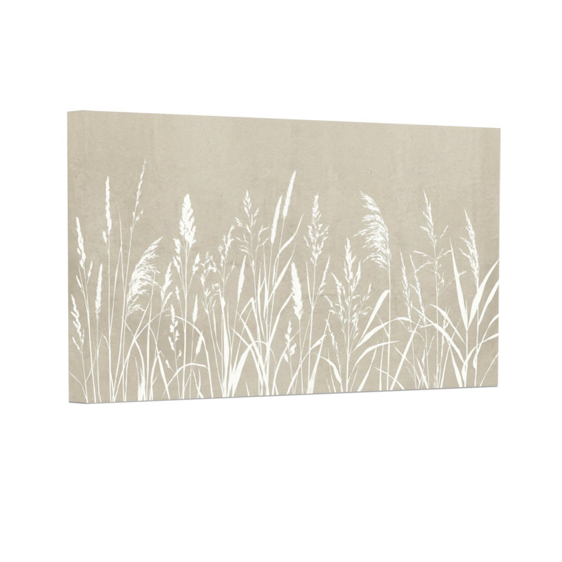 Plants & Flowers White Grass Silhouette On Beige Background, 12" H x 18" W