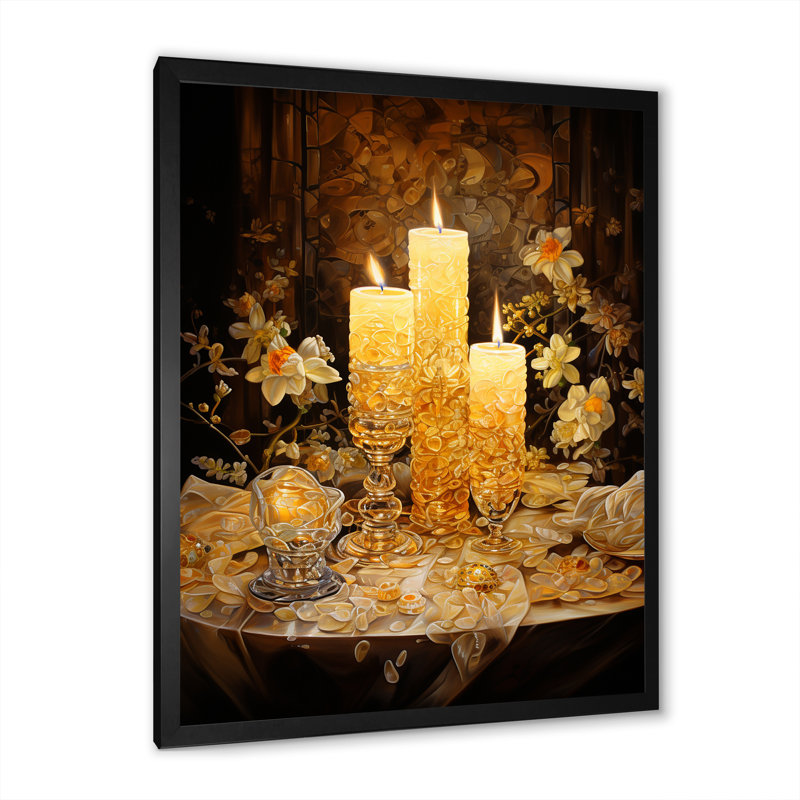 Judaïsme aux chandelles, Shabbat sérénité I sur toile, Cadre photo noir, H 20 po x l 12 po x P 1 po