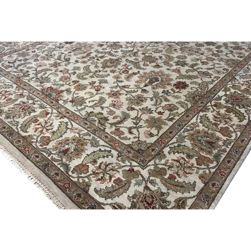 Tapis ivoire et ivoire noué à la main de haute qualité