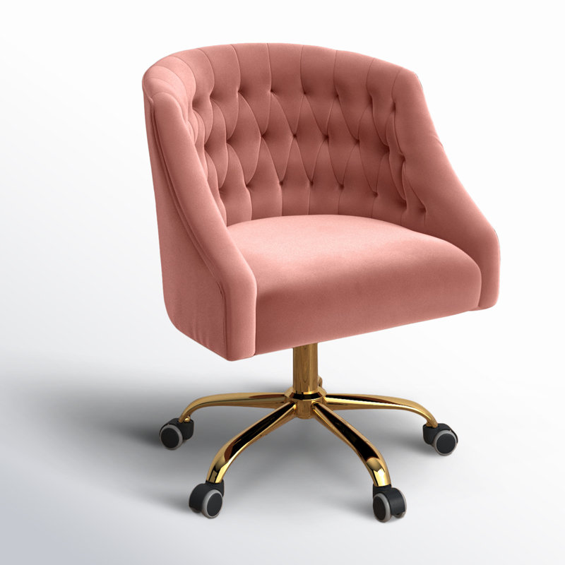 Chaise de travail en velours Doreen, Velours rose