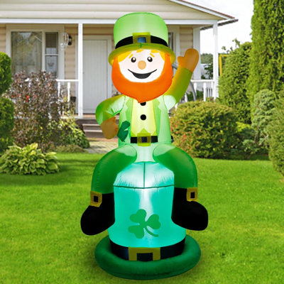 Patrick's Day Inflatable Leprechaun Blow Up Leprechaun Shamrock Outdoor Decoration With LED Lights Perfect For Yard Garden Lawn Front Door Holiday Décor