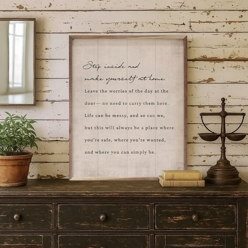 Step Inside Make Yourself At Home White, 10" H x 8" W, White