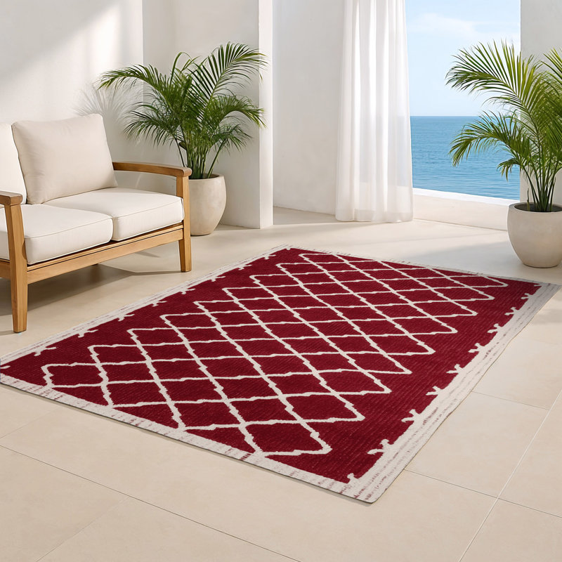 Tapis rouge intérieur et extérieur Trellis, Rectangulaire 2 pi x 3 pi
