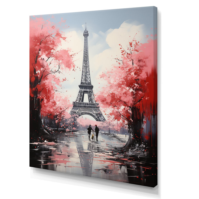 Tour Eiffel rose à Paris, Toile tendue, H 20 po x l 12 po x P 1 po