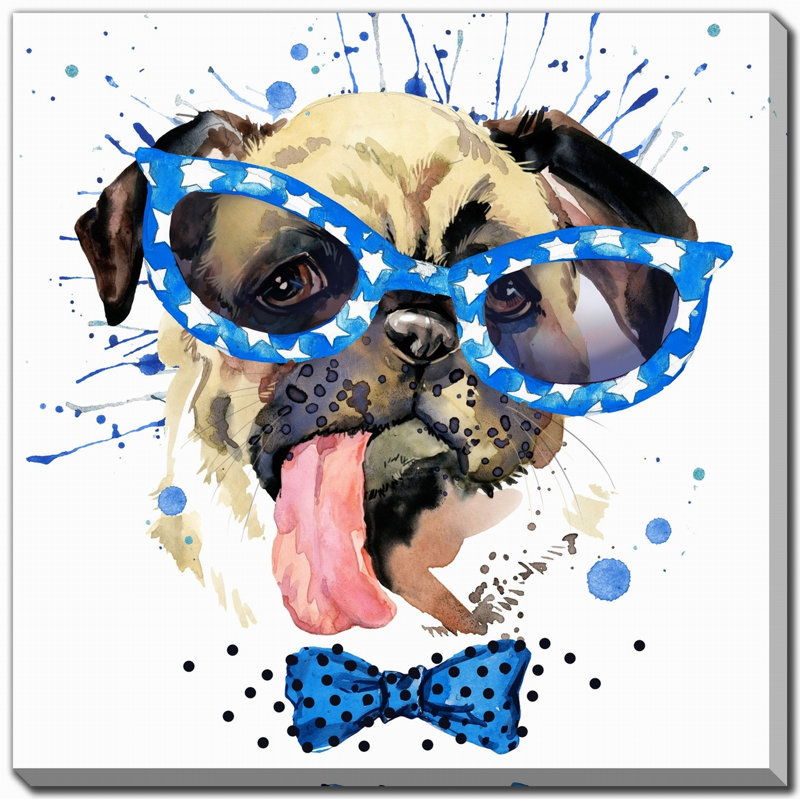 Art mural sur toile Playful Pug, H 38 po x l 38 po