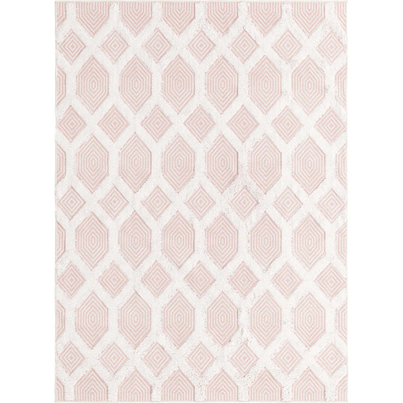 Tapis rose en coton Casa, Rectangle 9 pi 10 po x 12 pi