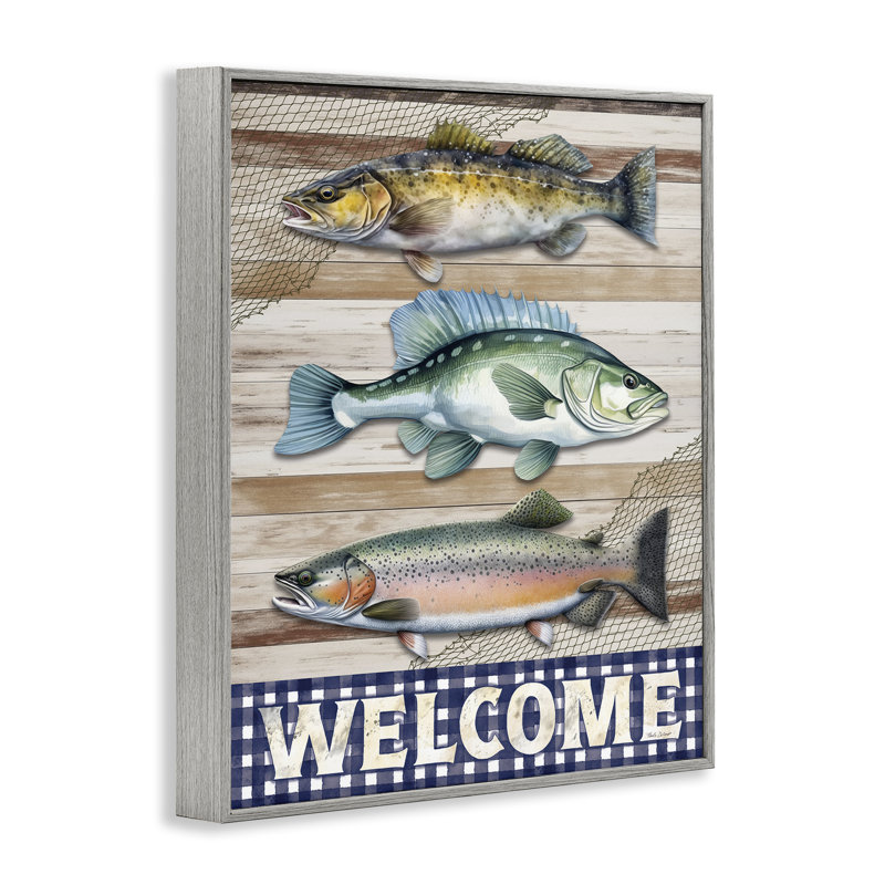 «Welcome with Rustic Fish», estampe numérique, conception par Nicole DeCamp, Estampe numérique Farmhouse, H 20 po x l 16 po