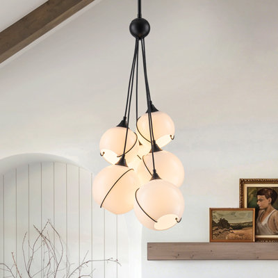 6-Light Glass Globe Cluster Chandelier