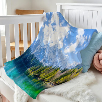 Blue Ultra Soft Flannel Fleece Throw Blanket,Beautiful Mountain Lake Single-Sided Print