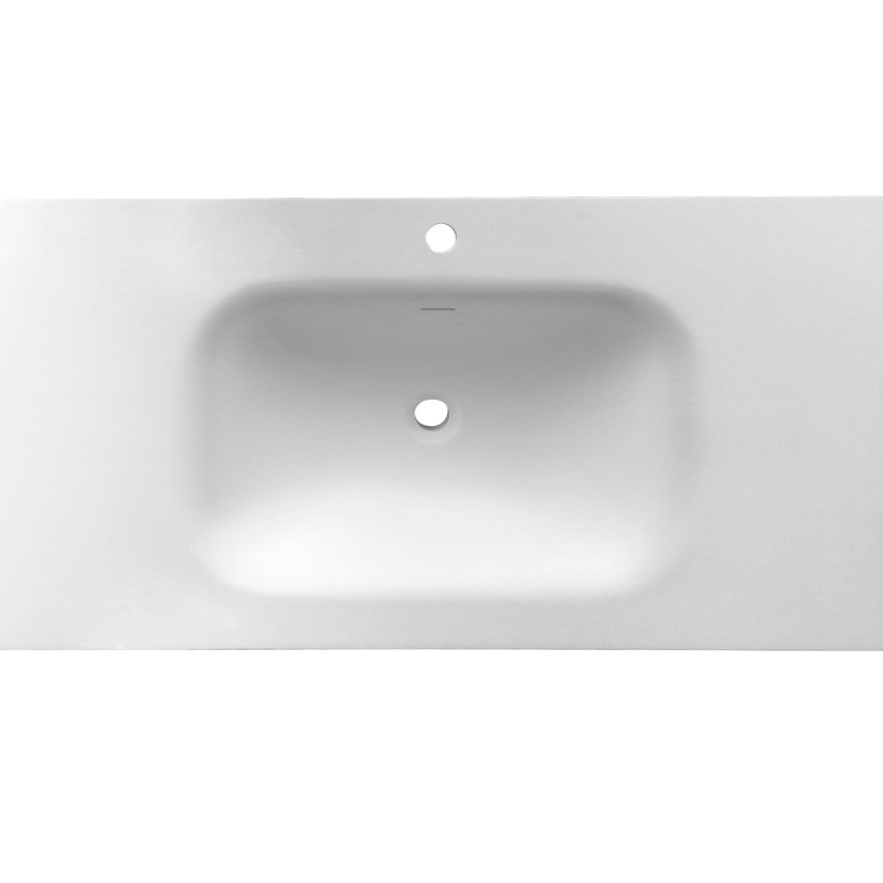 Lavabo pour salle de bain en résine de pierre - blanc mat, 38,67 lb, polyvalent, teinté, lavabo à lignes épurées, profondeur 39,98 po, largeur 21,83 po, hauteur 6,71 po, empreinte adaptable lb