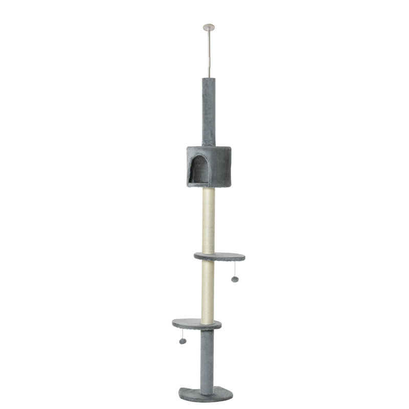 Gray Sisal 4-Tier Adjustable Cat Climbing Tree