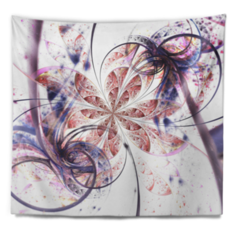 Tapisserie de motif fleur abstraite abstraite, H 78 po x l 92 po